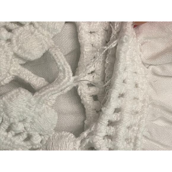 Solitaire Swim White Tunic Cover-Up Medium Lace V-Neck Embroidered Bell Sleeve - Picture 9 of 9